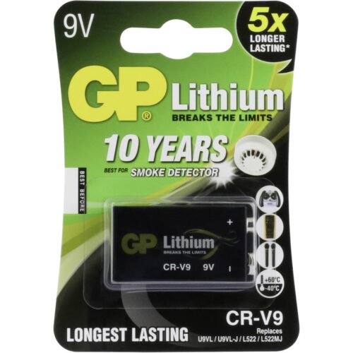 GP Lithium 9V batteri  CR-V9 til brandalarm