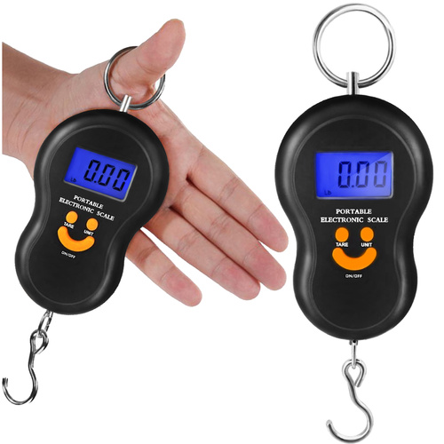 Digital krogvægt op til 50 kg – kompakt rejsevægt med LCD-display