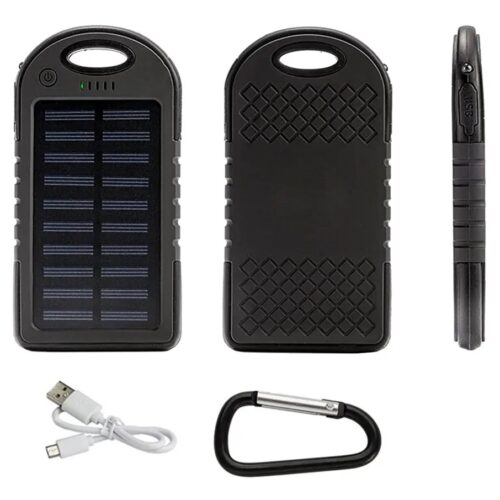 Solcelle powerbank 5000 mAh med lommelygte