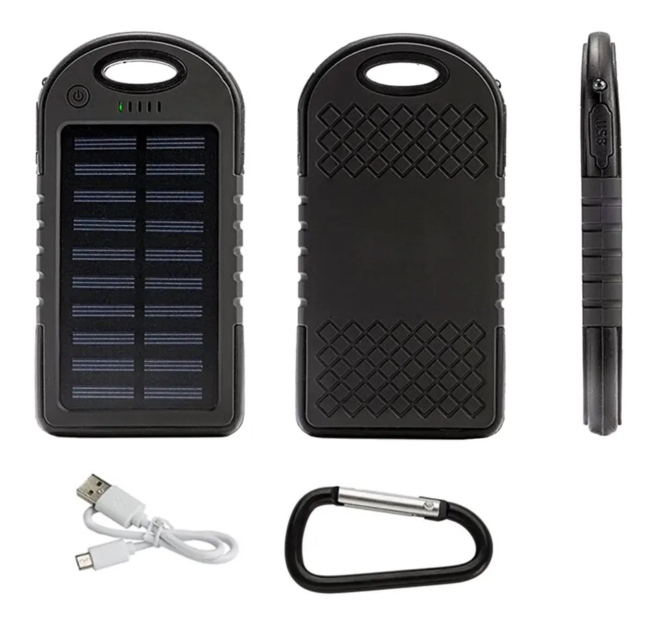 Solcelle powerbank 5000 mAh med lommelygte